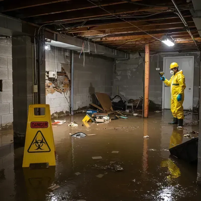 Flooded Basement Electrical Hazard in Colchester, IL Property